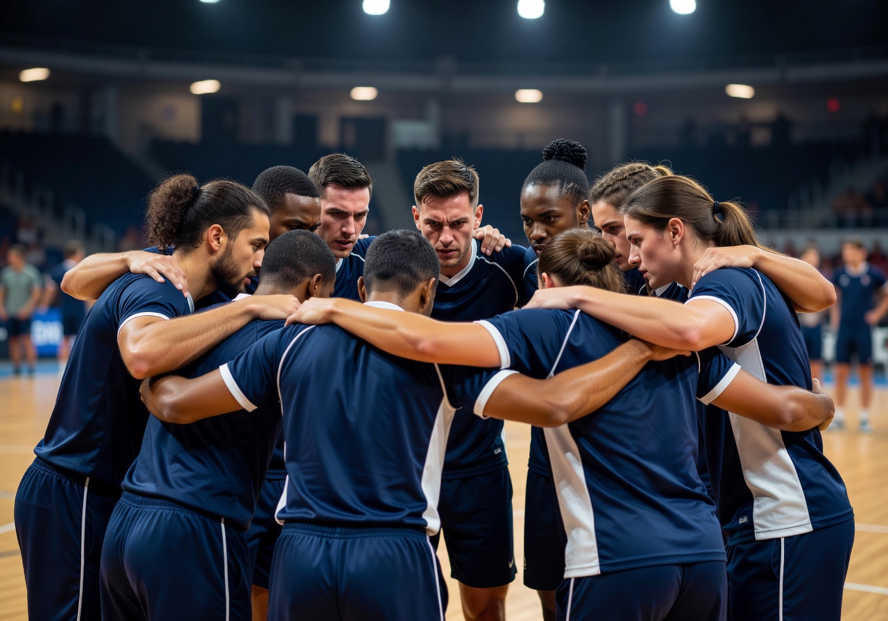 Team huddle before a competition